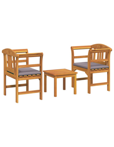 Set di Mobili 3 pcs Naturale Legno di Acacia Massello