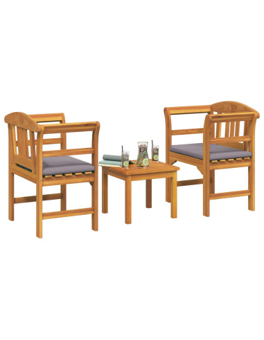 Set di Mobili 3 pcs Naturale Legno di Acacia Massello