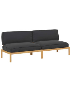 Set di divani Nero 240 x 92 x 69 cm Legno di Acacia Massello 2