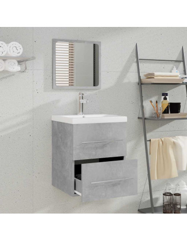 Mobile da Bagno con Specchio Grigio Cemento 41x38,5x48 cm