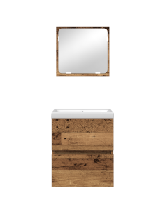 Set di mobili per il bagno 2 pcs Legno Antico e Bianco 2