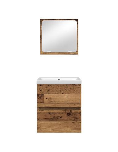 Set di mobili per il bagno 2 pcs Legno Antico e Bianco