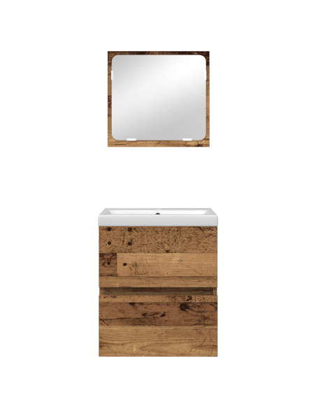Set di mobili per il bagno 2 pcs Legno Antico e Bianco