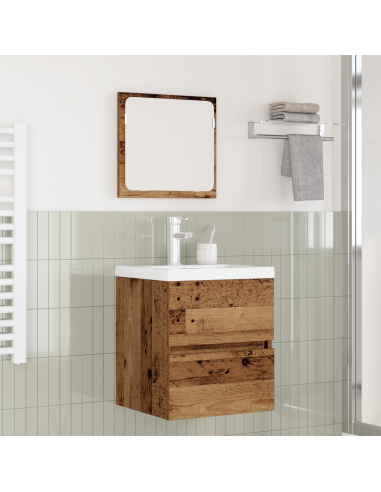Set di mobili per il bagno 2 pcs Legno Antico e Bianco