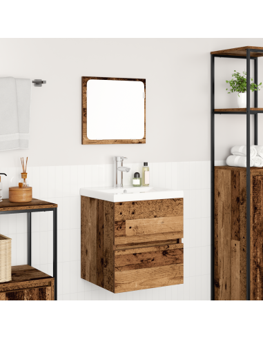 Set di mobili per il bagno 2 pcs Legno Antico e Bianco