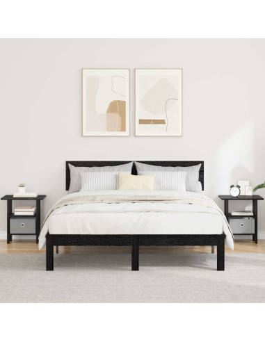 Comodino 2 pcs Rovere Nero 41 x 40 x 45 cm Legno multistrato