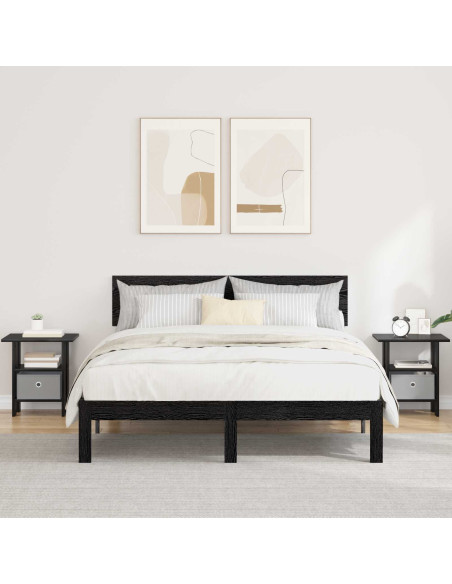 Comodino 2 pcs Rovere Nero 41 x 40 x 45 cm Legno multistrato