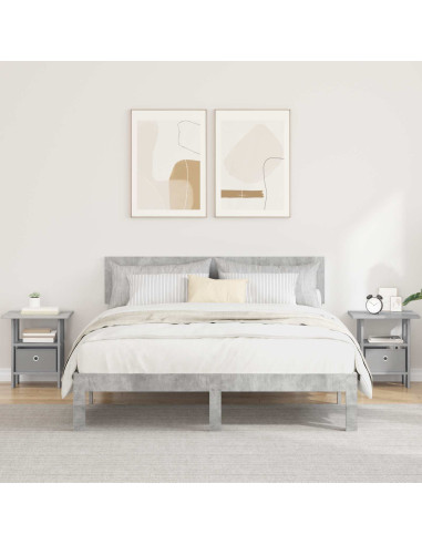 Comodino 2 pcs Grigio cemento 41 x 40 x 45 cm Legno multistrato