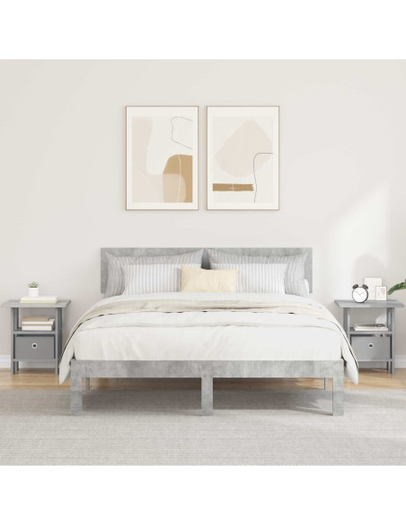 Comodino 2 pcs Grigio cemento 41 x 40 x 45 cm Legno multistrato