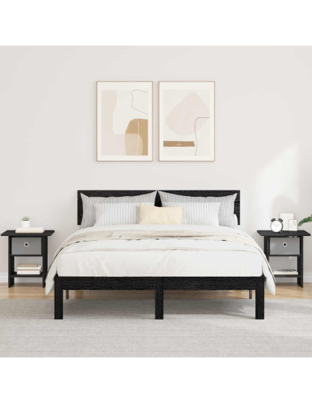 Comodino 2 pcs Rovere Nero 41 x 40 x 45 cm Legno multistrato
