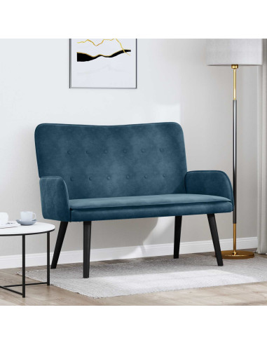 Sofa a Due Posti Blu 115 x 61 x 87 cm Velluto