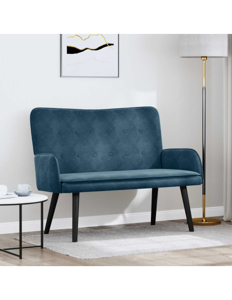 Sofa a Due Posti Blu 115 x 61 x 87 cm Velluto