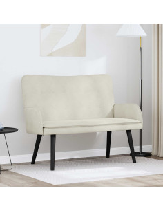 Sofa a Due Posti Crema 115 x 61 x 87 cm Velluto