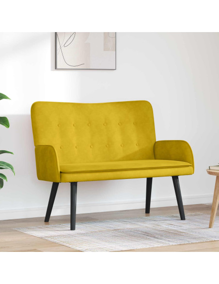 Sofa a Due Posti Giallo 115 x 61 x 87 cm Velluto