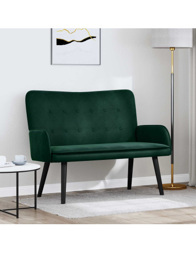 Sofa a Due Posti Verde Scuro 115 x 61 x 87 cm Velluto