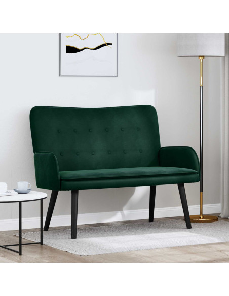 Sofa a Due Posti Verde Scuro 115 x 61 x 87 cm Velluto