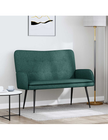 Divano a 2 Posti Verde Scuro 115 x 61 x 87 cm Tessuto