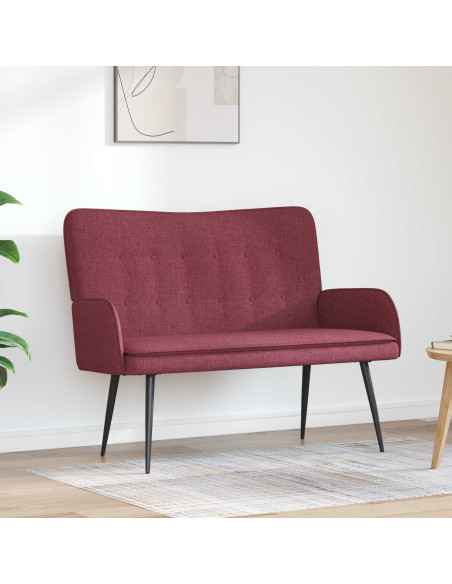 Divano a 2 Posti Rosso vino 115 x 61 x 87 cm Tessuto
