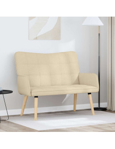 Sofa a Due Posti Crema 115 x 61 x 87 cm Tessuto