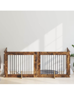 Cancello per cani con supporti 4 pcs Rovere Fumo 100 x 80 cm