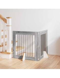Cancello per cani con supporti 2 pcs Grigio Sonoma 80 x 80 cm