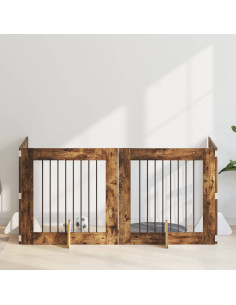 Cancello per cani con supporti 4 pcs Rovere Fumo 80 x 80 cm