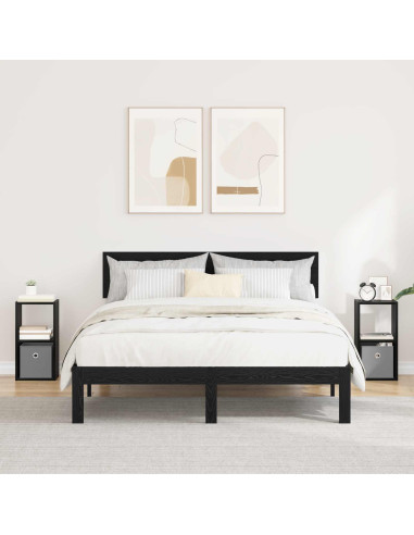 Comodino con cassetto 2 pcs Rovere Nero 25,5 x 22 x 49,5 cm