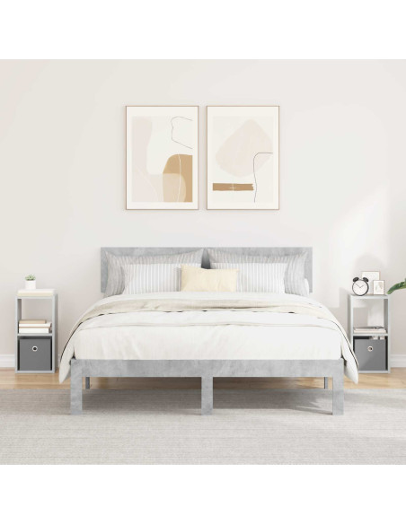 Comodino con cassetto 2 pcs Grigio cemento 25,5 x 22 x 49,5 cm