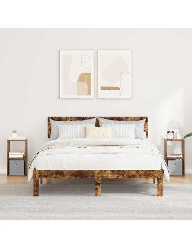 Comodino con cassetto 2 pcs Rovere fumé 25,5 x 22 x 49,5 cm