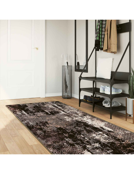 Runner Tappeto MARSA Nero 100 x 350 cm Poliestere e PVC