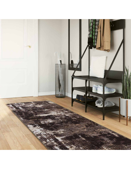 Runner Tappeto MARSA Nero 100 x 400 cm Poliestere e PVC