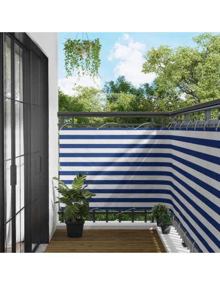 Schermo da balcone Blu e Bianco 110 x 600 cm Tessuto Oxford