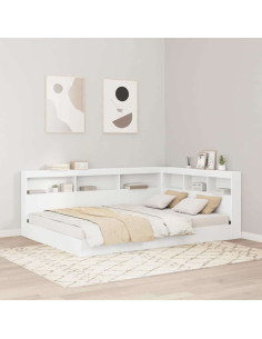 Letto Libreria Bianco 135 x 190 cm Legno multistrato