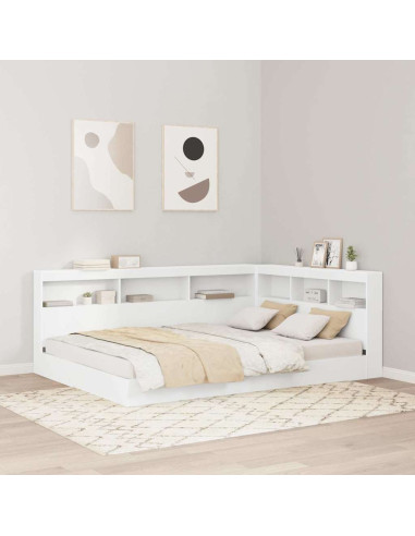 Letto Libreria Bianco 135 x 190 cm Legno multistrato