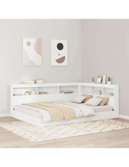 Letto Libreria Bianco 135 x 190 cm Legno multistrato