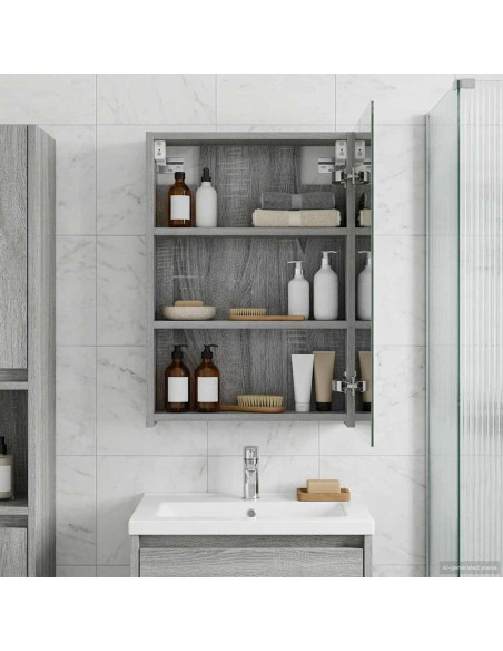 Mobiletto per specchio da bagno con lo scaffale Grigio Sonoma