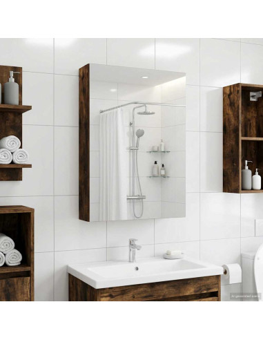 Mobiletto per specchio da bagno Rovere fumé 40 x 10,5 x 60,5 cm
