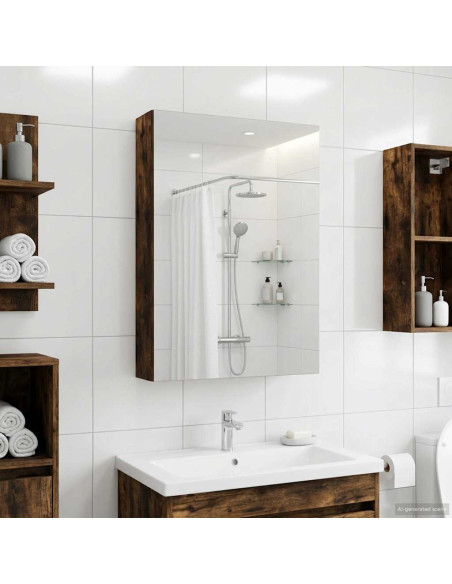 Mobiletto per specchio da bagno Rovere fumé 40 x 10,5 x 60,5 cm