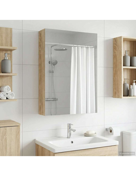 Mobiletto per specchio da bagno con lo scaffale Rovere Sonoma