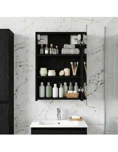 Mobiletto per specchio da bagno Rovere Nero 40 x 10,5 x 60,5 cm