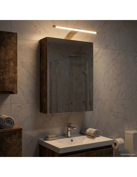 Mobiletto per specchio da bagno Rovere fumé 30 x 10,5 x 50 cm