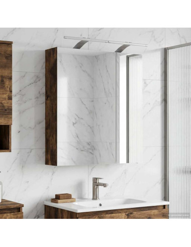 Mobiletto per specchio da bagno Rovere fumé 60 x 14,5 x 70 cm