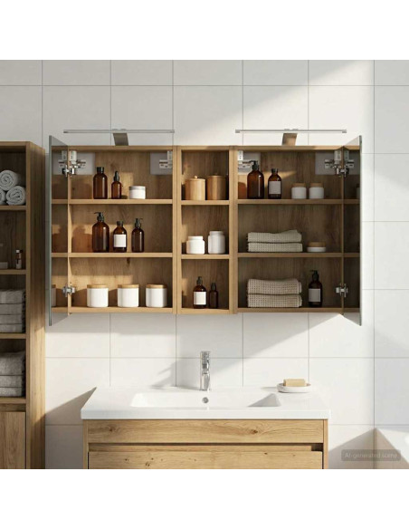 Set di Armadi da Bagno con porta 3 pcs 100 x 10,5 x 60,5 cm