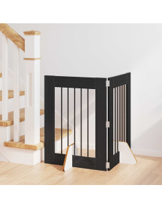 Cancello per cani con supporti 2 pcs Rovere Nero 60 x 80 cm