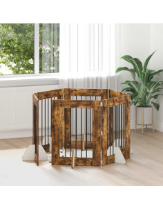 Cancello per cani con supporti 6 pcs Rovere Fumo 60 x 80 cm