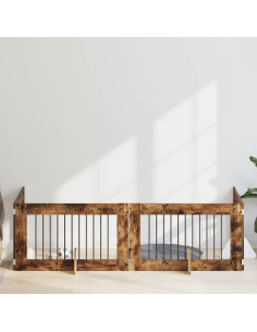 Cancello per cani con supporti 4 pcs Rovere Fumo 100 x 60 cm