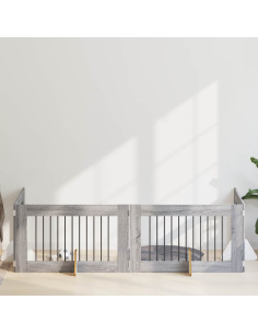 Cancello per cani con supporti 4 pcs Grigio Sonoma 100 x 60 cm