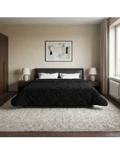 Duvet Estivo Nero 200 x 200 cm Microfibra e Fleece Teddy