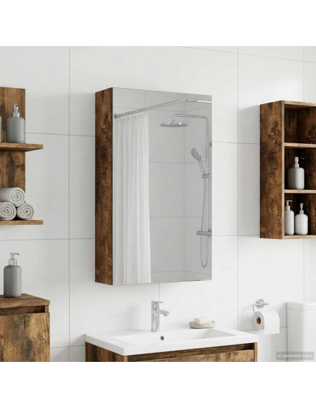 Mobiletto per specchio da bagno Rovere fumé 30 x 10,5 x 50 cm