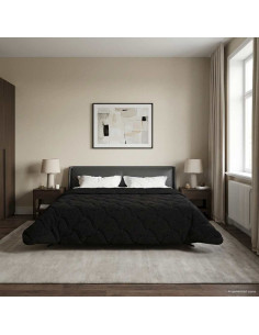 Duvet Invernale Nero 220 x 240 cm Microfibra e Fleece Teddy